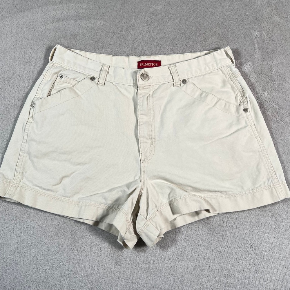 Vintage 90s Palmetto's High Waisted Cinch Back Denim Shorts Cream Women's Sz 11